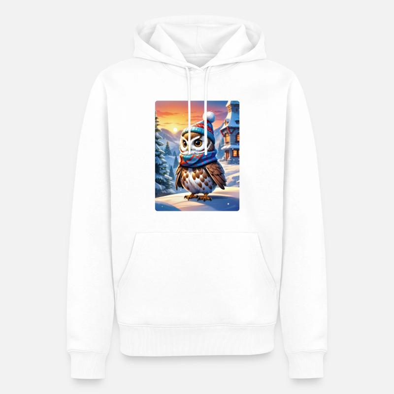Anime Winterlandschaft Eule 1.9 - Männer Premium Bio Hoodie - Weiß