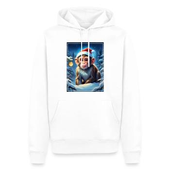 Singe Paysage D’hiver 1.18 - Sweat à capuche Premium bio Homme - blanc - Devant - Nico (187cm)