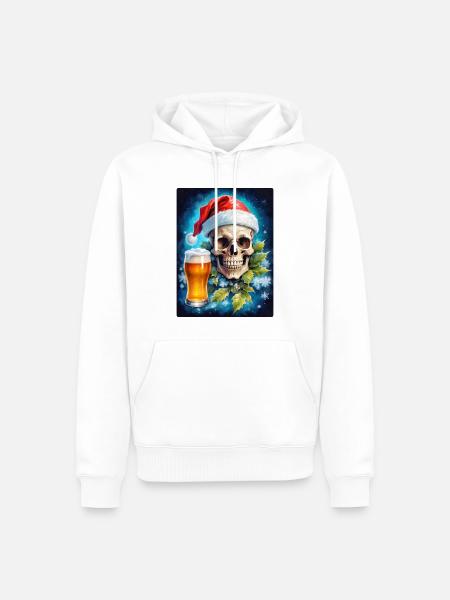 Weihnachten Skull Bier 1.3 - Männer Premium Bio Hoodie - Weiß