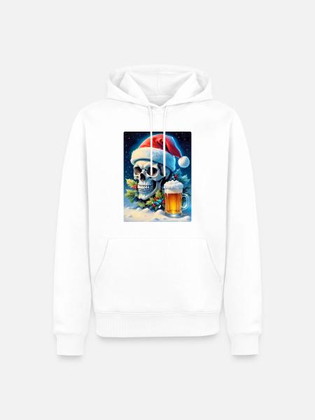 Weihnachten Skull Bier 1.7 - Männer Premium Bio Hoodie - Weiß
