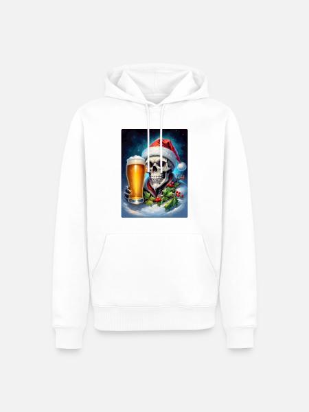 Weihnachten Skull Bier 1.8 - Männer Premium Bio Hoodie - Weiß