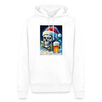 Weihnachten Skull Bier 2.8 - Männer Premium Bio Hoodie - Weiß - Vorne - Nico (187cm)
