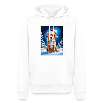 Winterlandschaft Hund 3.8 - Männer Premium Bio Hoodie - Weiß - Vorne - Nico (187cm)