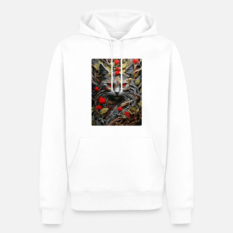 Plantes effrayantes Chat 1.3 - Sweat à capuche Premium bio Homme - blanc