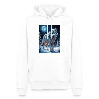 Loup de paysage d’hiver 1.5 - Sweat à capuche Premium bio Homme - blanc - Devant - Nico (187cm)