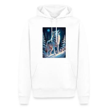Paysage d’hiver Wolf 1.2 - Sweat à capuche Premium bio Homme - blanc - Devant - Nico (187cm)