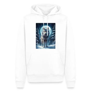Loup Paysage d’hiver 1.13 - Sweat à capuche Premium bio Homme - blanc - Devant - Nico (187cm)