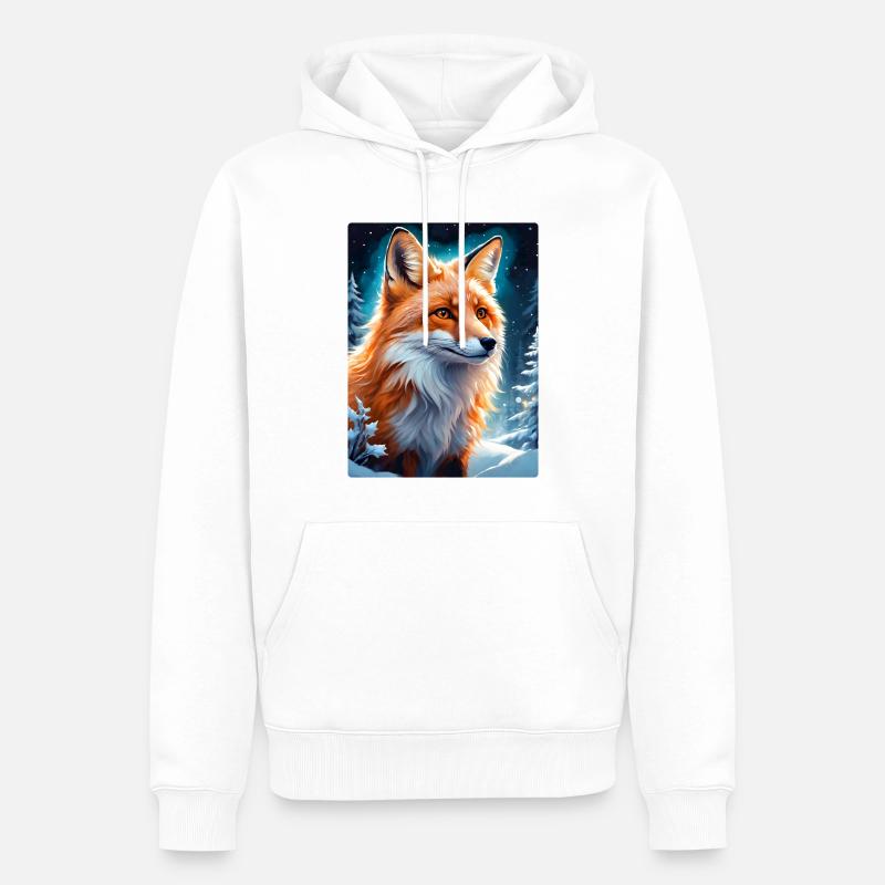 Paysage d’hiver Fox 1.6 - Sweat à capuche Premium bio Homme - blanc