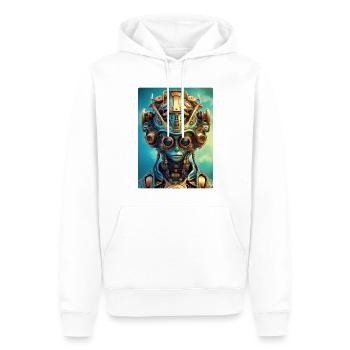 Steampunk Alien 1.3 - Männer Premium Bio Hoodie - Weiß - Vorne - Nico (187cm)