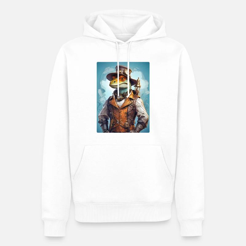 Dino Steampunk 1.6 - Sweat à capuche Premium bio Homme - blanc