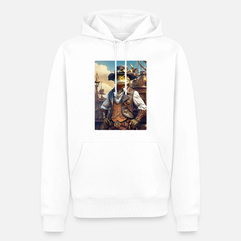Dino Steampunk 1.10 - Sweat à capuche Premium bio Homme - blanc