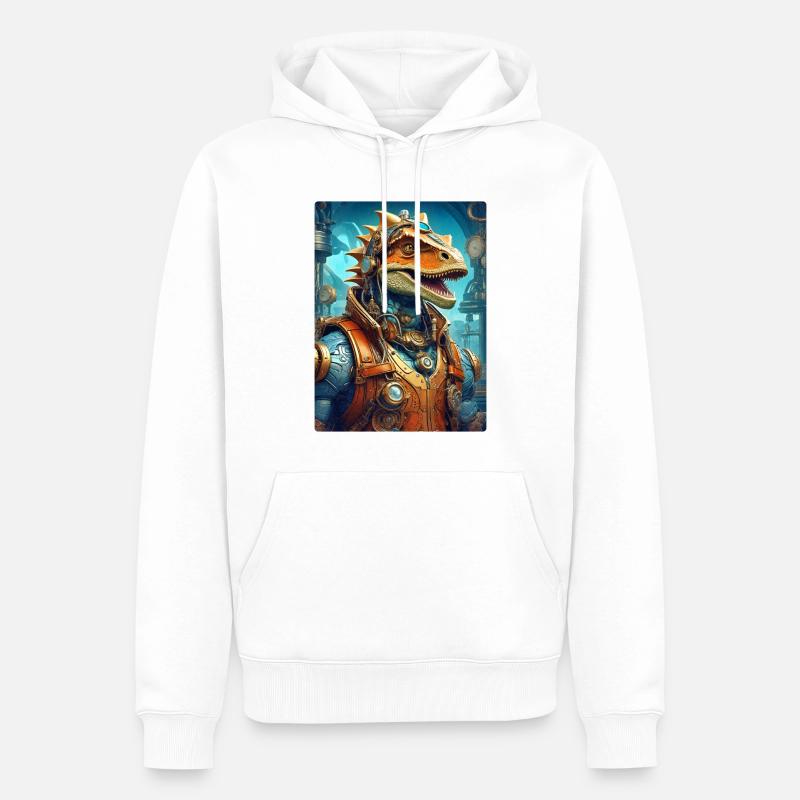 Dino Steampunk 1.23 - Sweat à capuche Premium bio Homme - blanc