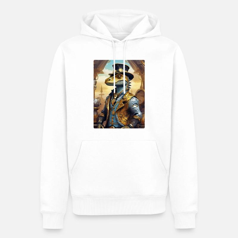 Dino Steampunk 1.22 - Sweat à capuche Premium bio Homme - blanc