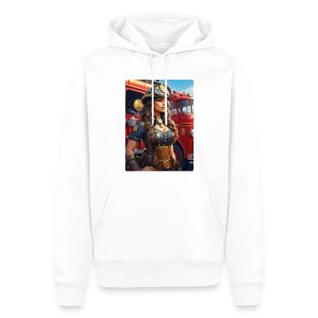 Femme pompier steampunk 1.4 - Sweat à capuche Premium bio Homme - blanc - Devant - Nico (187cm)