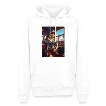 Steampunk Firefighter Woman 1.6 - Männer Premium Bio Hoodie - Weiß - Vorne - Nico (187cm)