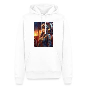 Steampunk Firefighter Woman 1.9 - Männer Premium Bio Hoodie - Weiß - Vorne - Nico (187cm)