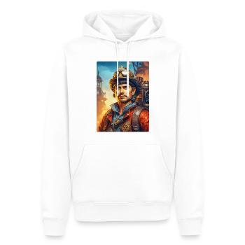 Pompier Steampunk 1.19 - Sweat à capuche Premium bio Homme - blanc - Devant - Nico (187cm)