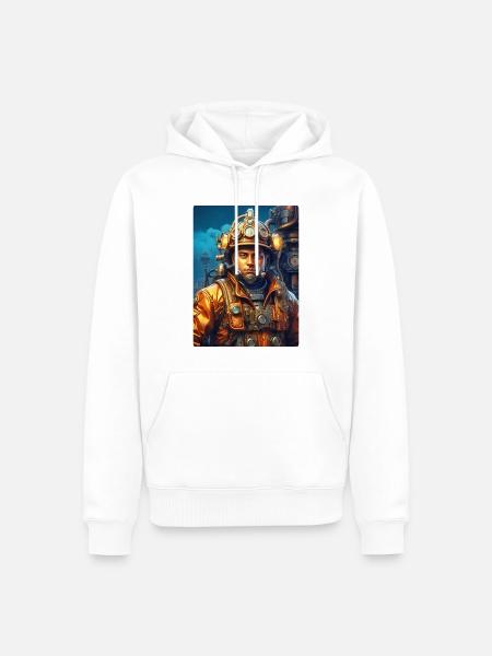 Steampunk Firefighter Man 1.28 - Men’s Premium Organic Hoodie - white