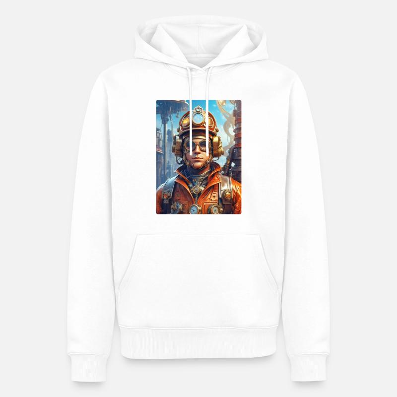 Homme pompier steampunk 1.26 - Sweat à capuche Premium bio Homme - blanc