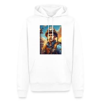Homme pompier steampunk 1.39 - Sweat à capuche Premium bio Homme - blanc - Devant - Nico (187cm)