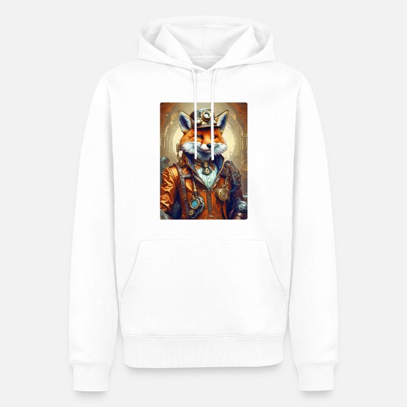Steampunk Pompier Fox 1.9 - Sweat à capuche Premium bio Homme - blanc