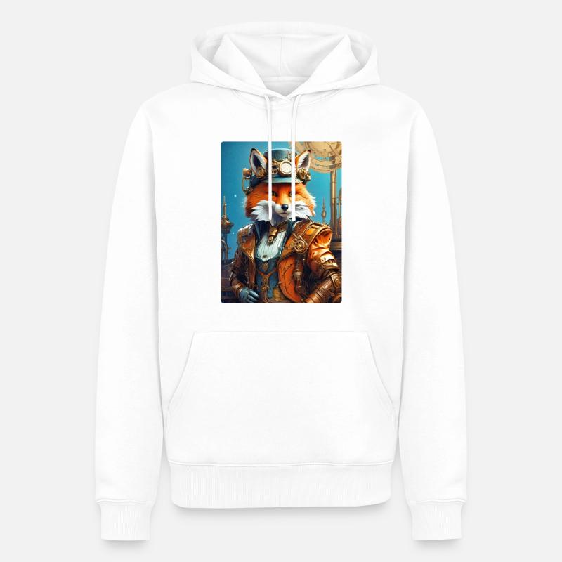 Steampunk Pompier Fox 1.5 - Sweat à capuche Premium bio Homme - blanc
