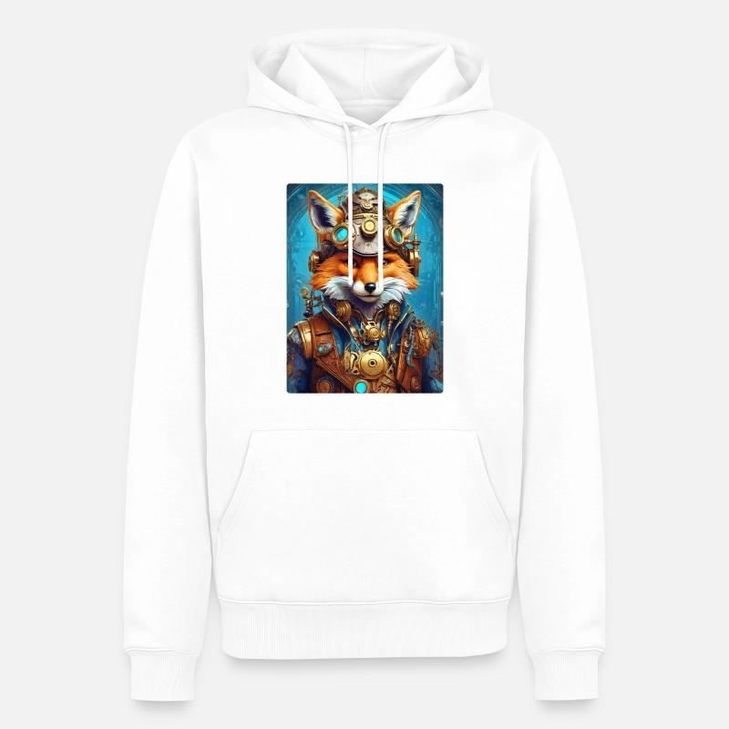 Steampunk Pompier Fox 1.17 - Sweat à capuche Premium bio Homme - blanc