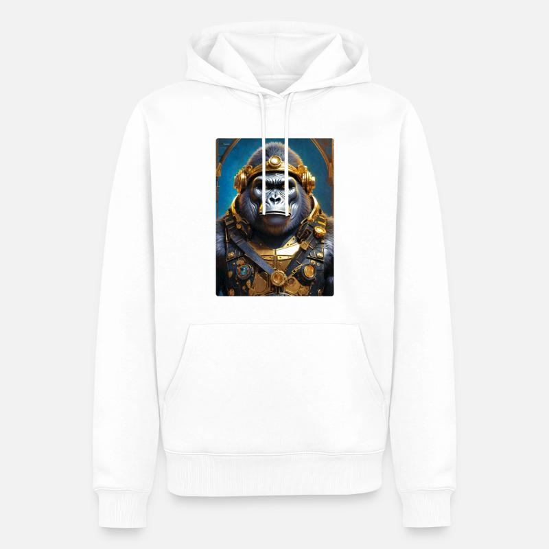 Steampunk Gorilla 1.12 - Männer Premium Bio Hoodie - Weiß