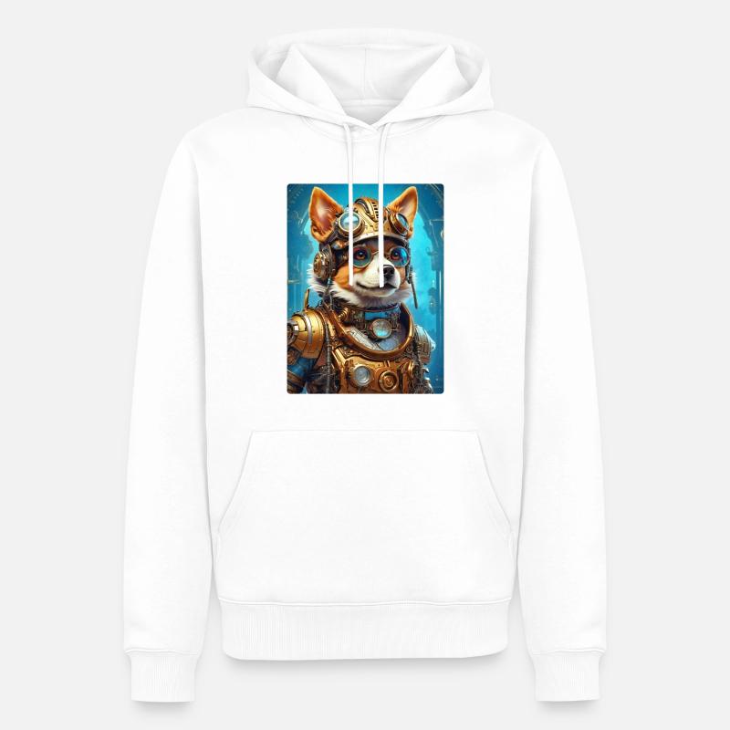 Chien Steampunk 1.21 - Sweat à capuche Premium bio Homme - blanc
