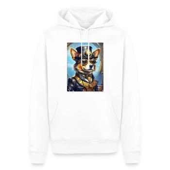 Chien Steampunk 1.19 - Sweat à capuche Premium bio Homme - blanc - Devant - Nico (187cm)