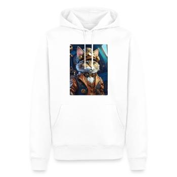 Steampunk Katze 1.14 - Männer Premium Bio Hoodie - Weiß - Vorne - Nico (187cm)
