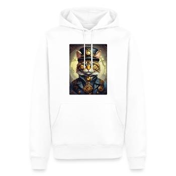 Chat Steampunk 1.19 - Sweat à capuche Premium bio Homme - blanc - Devant - Nico (187cm)