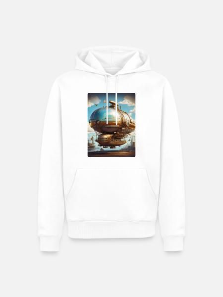 Dirigeable Steampunk 1.4 - Sweat à capuche Premium bio Homme - blanc