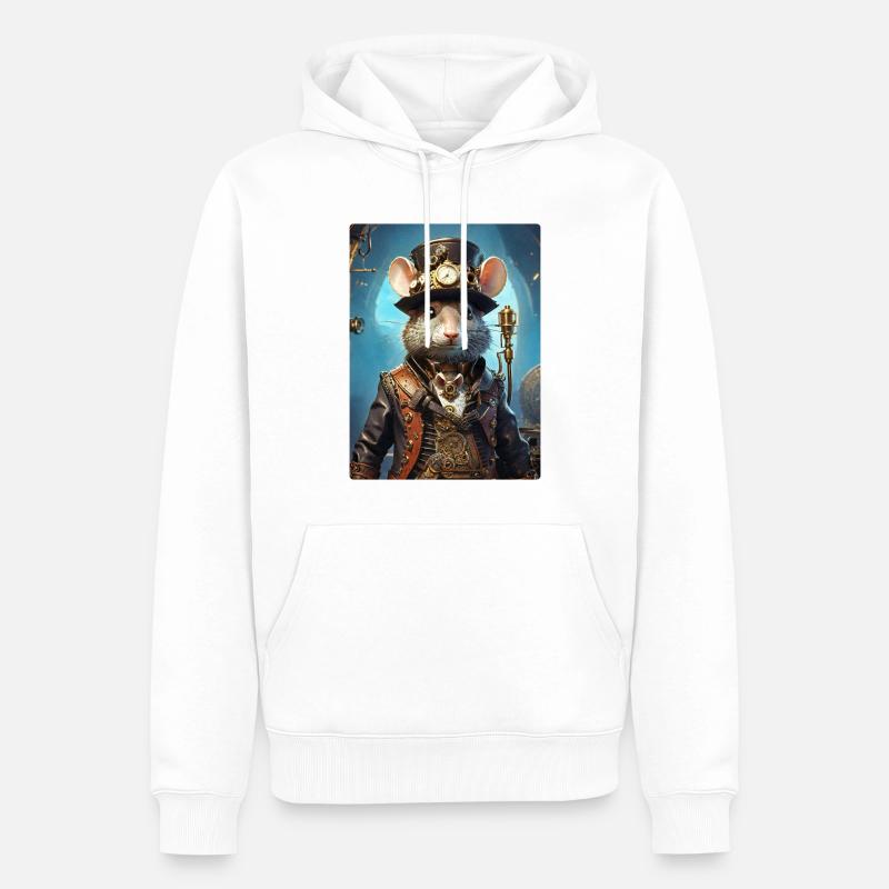 Rat Steampunk 1.12 - Sweat à capuche Premium bio Homme - blanc