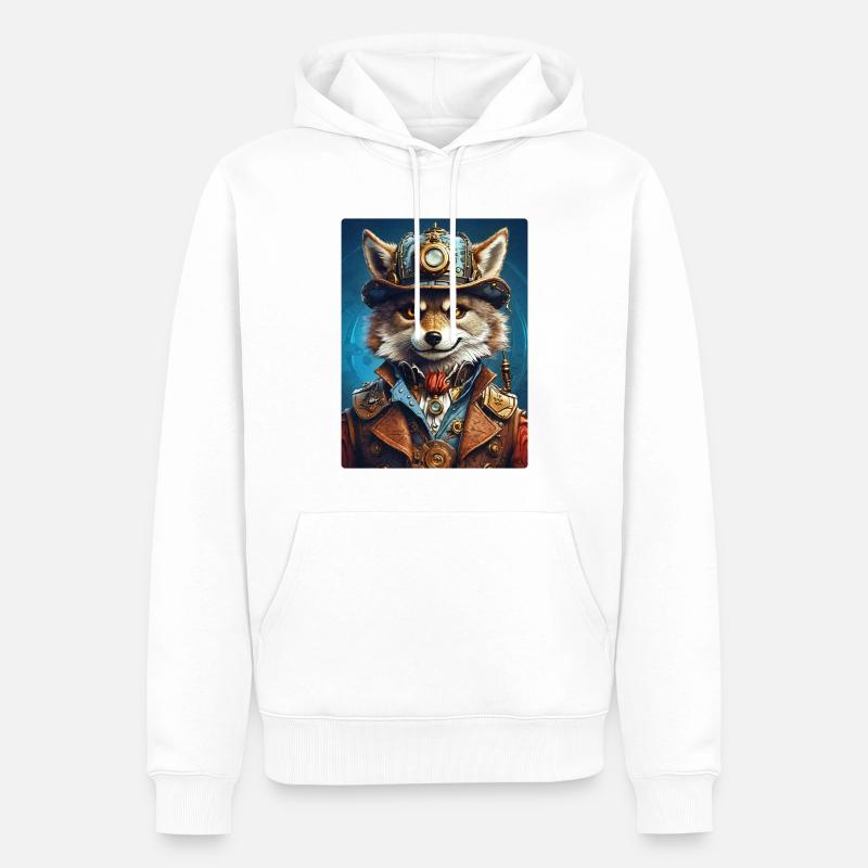 Steampunk Wolf 1.15 - Männer Premium Bio Hoodie - Weiß