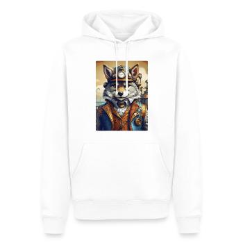 Steampunk Wolf 1.22 - Männer Premium Bio Hoodie - Weiß - Vorne - Nico (187cm)