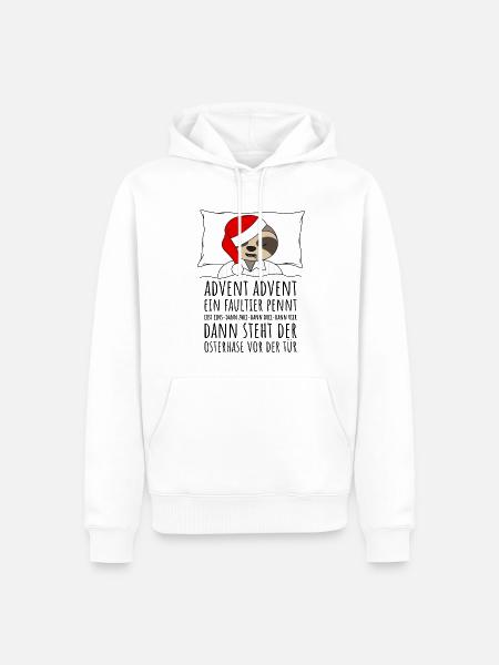 Advent Advent ein Faultier pennt lustige Sprüche - Männer Premium Bio Hoodie - Weiß