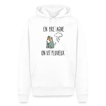 en bretagne on vit pluvieux - Sweat à capuche Premium bio Homme - blanc - Devant - Nico (187cm)