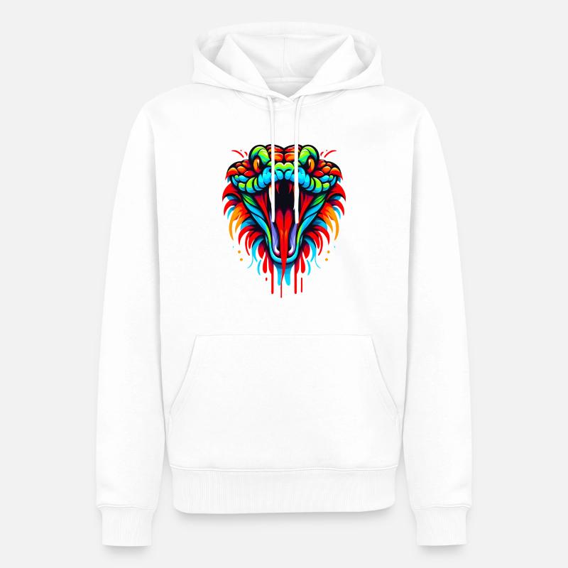 Schlangenkopf frontal - Männer Premium Bio Hoodie - Weiß