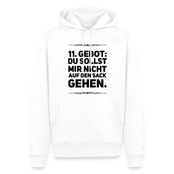 11. Gebot Du sollst mir nicht auf den Sack gehen - Männer Premium Bio Hoodie - Weiß - Vorne - Nico (187cm)