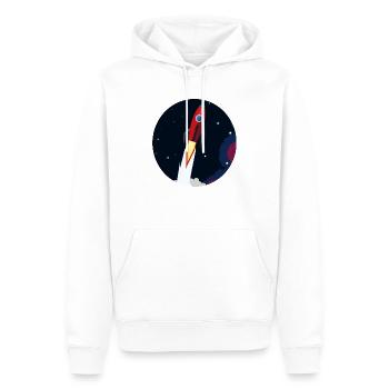 Rocket Go - Men’s Premium Organic Hoodie - white - Front - Nico (187cm)
