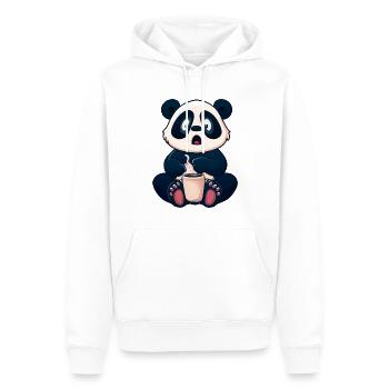 Panda Schockiert von Kaffee - Männer Premium Bio Hoodie - Weiß - Vorne - Nico (187cm)