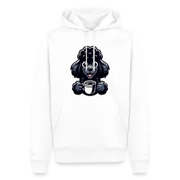 Pudel und Kaffee Frühaufsteher Motiv - Männer Premium Bio Hoodie - Weiß - Vorne - Nico (187cm)