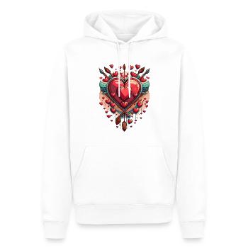 Saint-Valentin : Cœur avec des ailes et des flèches - Sweat à capuche Premium bio Homme - blanc - Devant - Nico (187cm)