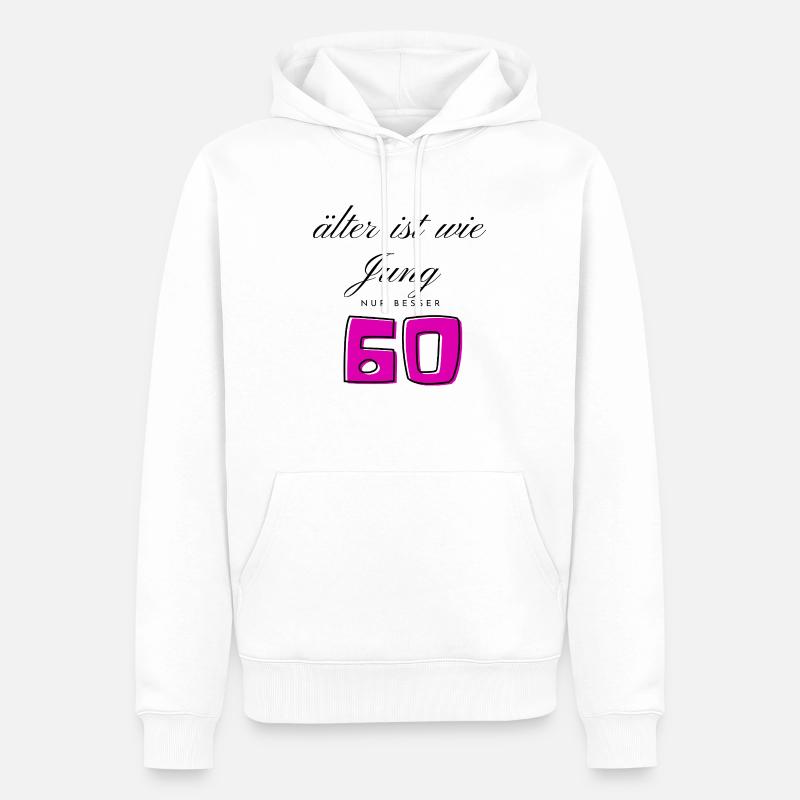 60e anniversaire - Sweat à capuche Premium bio Homme - blanc