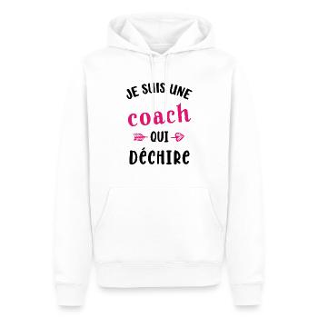 Une Coach qui déchire Femme Sportif Cadeau Humour - Sweat à capuche Premium bio Homme - blanc - Devant - Nico (187cm)