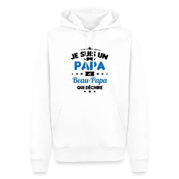 je suis un papa et beau-papa qui déchire - Sweat à capuche Premium bio Homme - blanc - Devant - Nico (187cm)