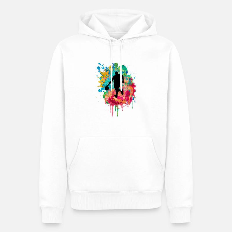 Joueurs de basket-ball - PopArt - Sweat à capuche Premium bio Homme - blanc