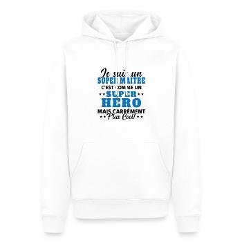 Super Maître Comme Un Super Héro Humour Cadeau - Sweat à capuche Premium bio Homme - blanc - Devant - Nico (187cm)
