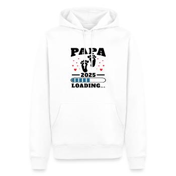 Papa 2025 Drôle Cadeau de Fête des Pères Femmes Enceintes - Sweat à capuche Premium bio Homme - blanc - Devant - Nico (187cm)